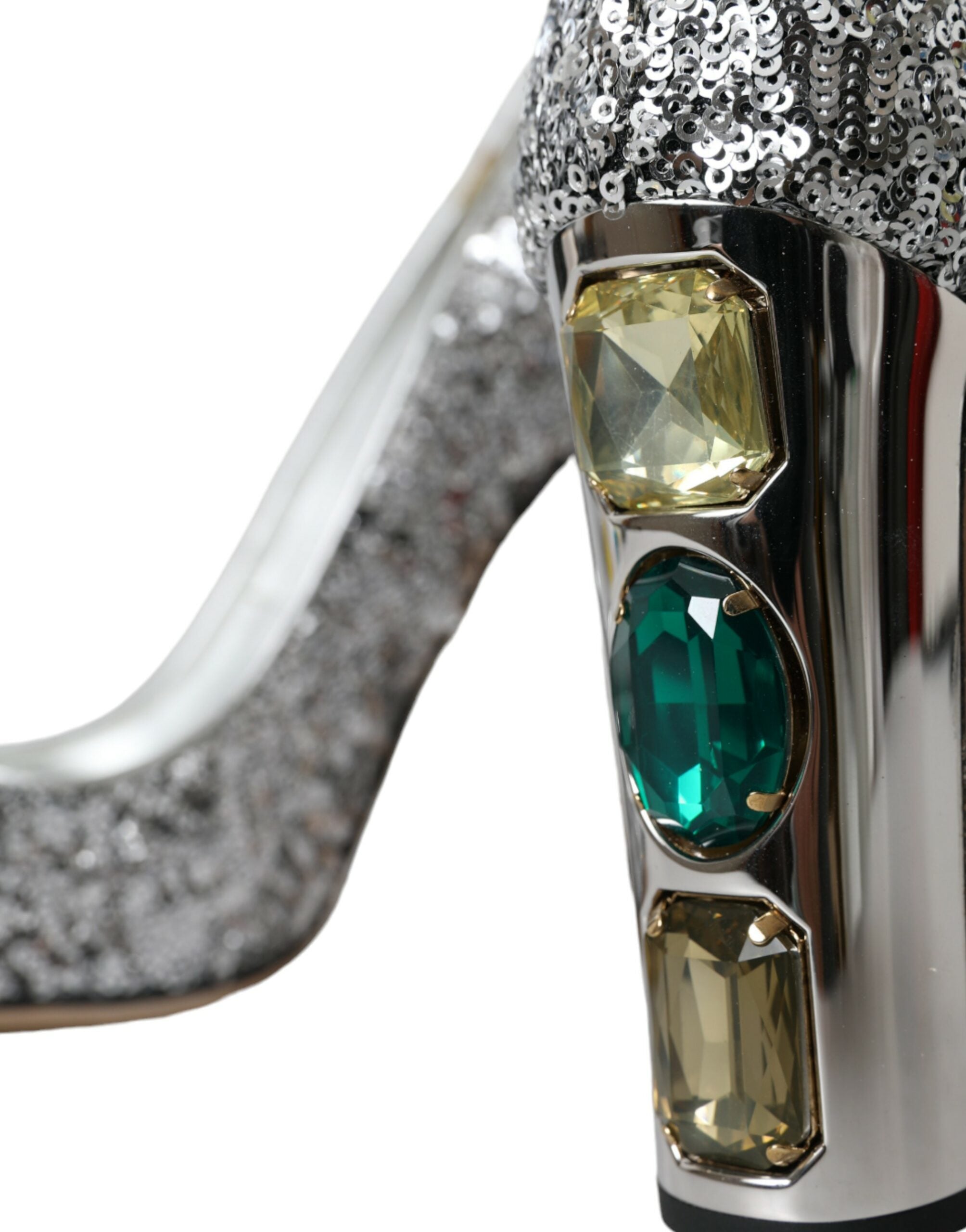 Dolce & Gabbana Silver Sequin Embellished Heels Pumps Shoes Dolce & Gabbana