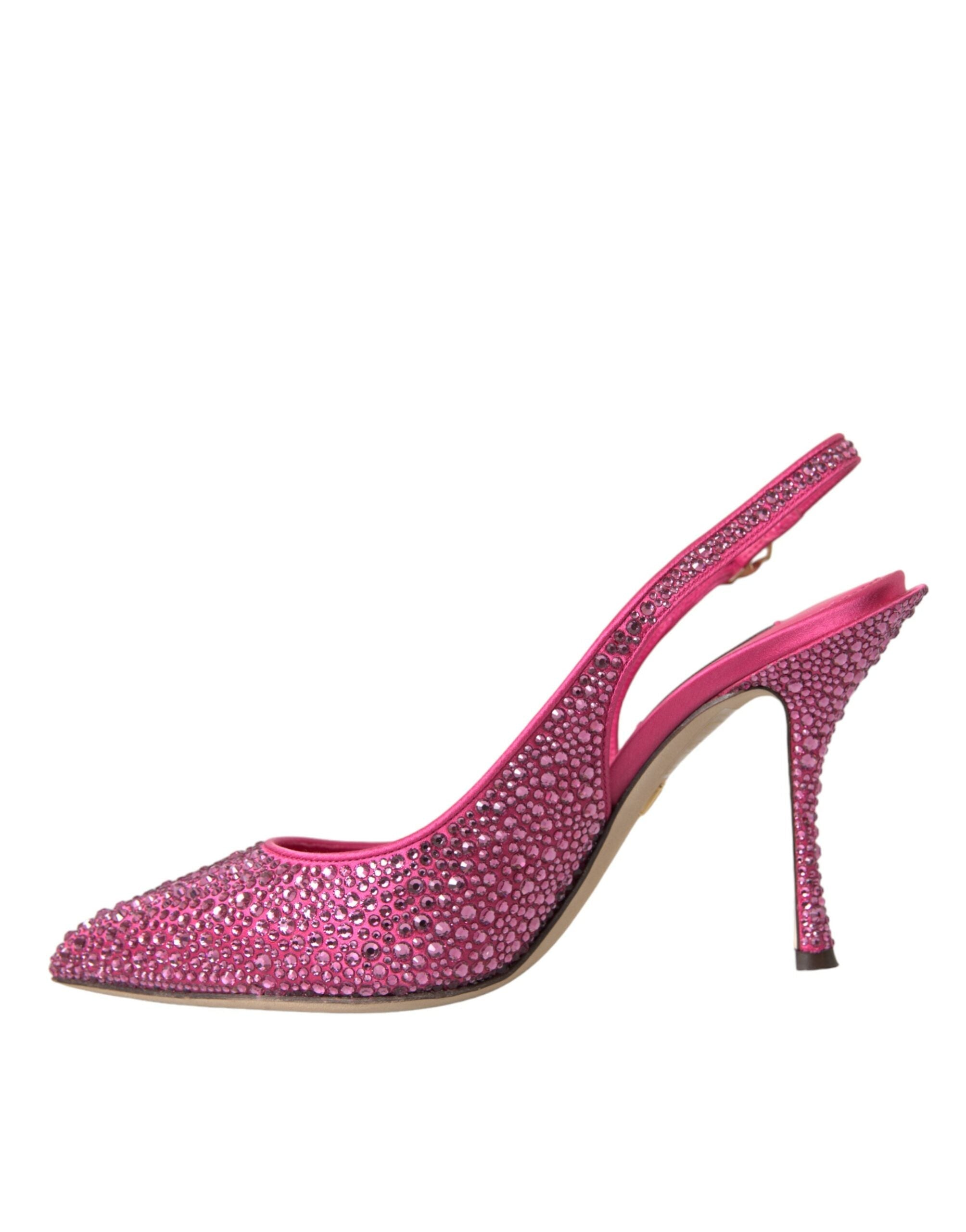 Dolce & Gabbana Pink Slingbacks Crystal Pumps Shoes Dolce & Gabbana