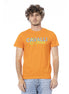 Cavalli Class Orange Cotton Men T-Shirt Cavalli Class