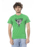 Cavalli Class Green Cotton Men T-Shirt Cavalli Class