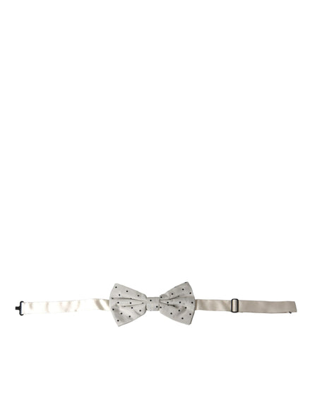 Dolce & Gabbana White Black Polka Dot Polyester Bow Tie Men Dolce & Gabbana