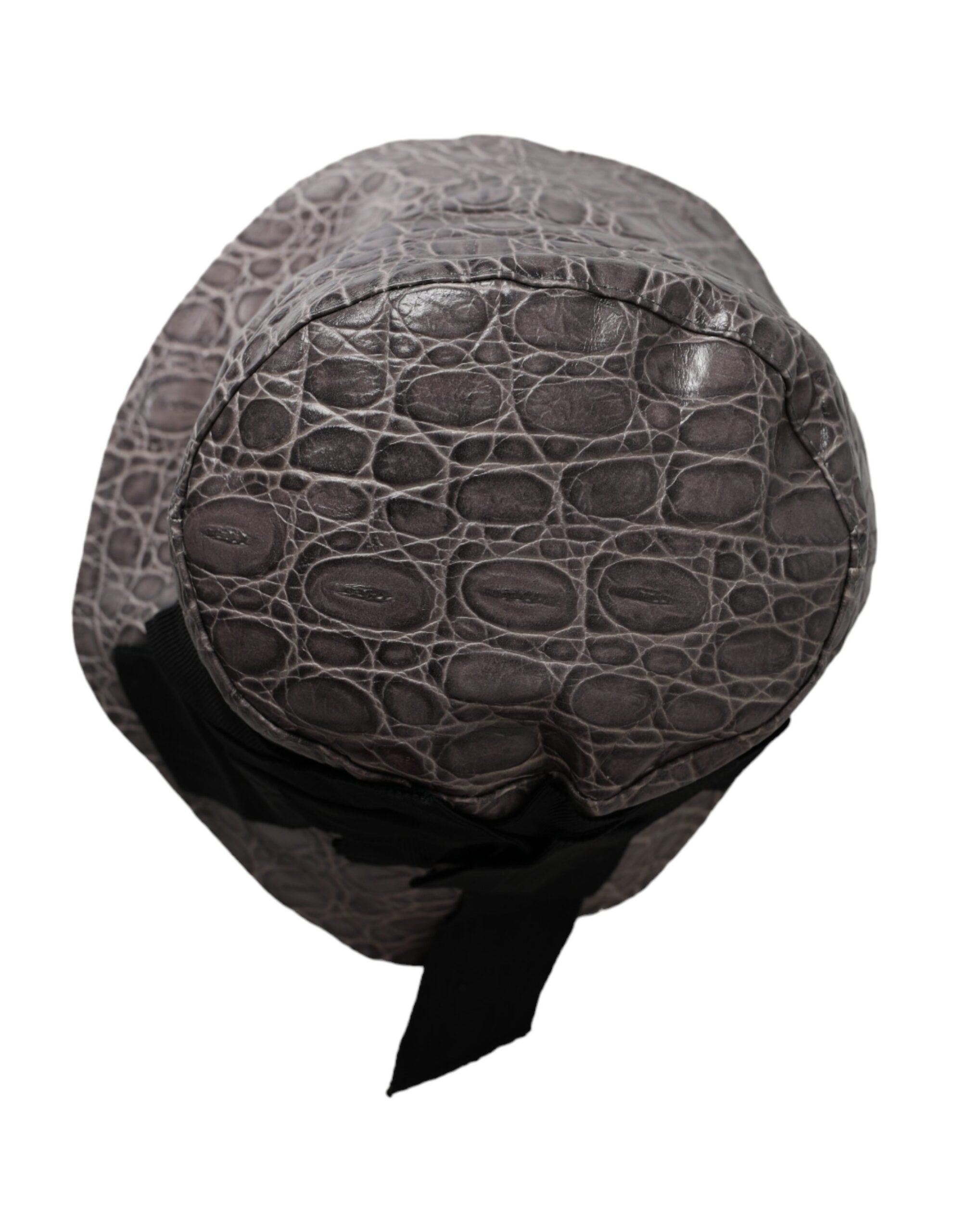 Dolce & Gabbana Black Gray Patterned Leather Bucket Hat Dolce & Gabbana