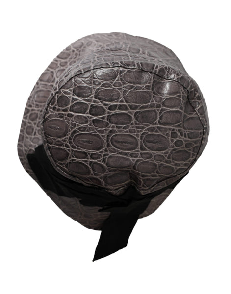 Dolce & Gabbana Black Gray Patterned Leather Bucket Hat Dolce & Gabbana