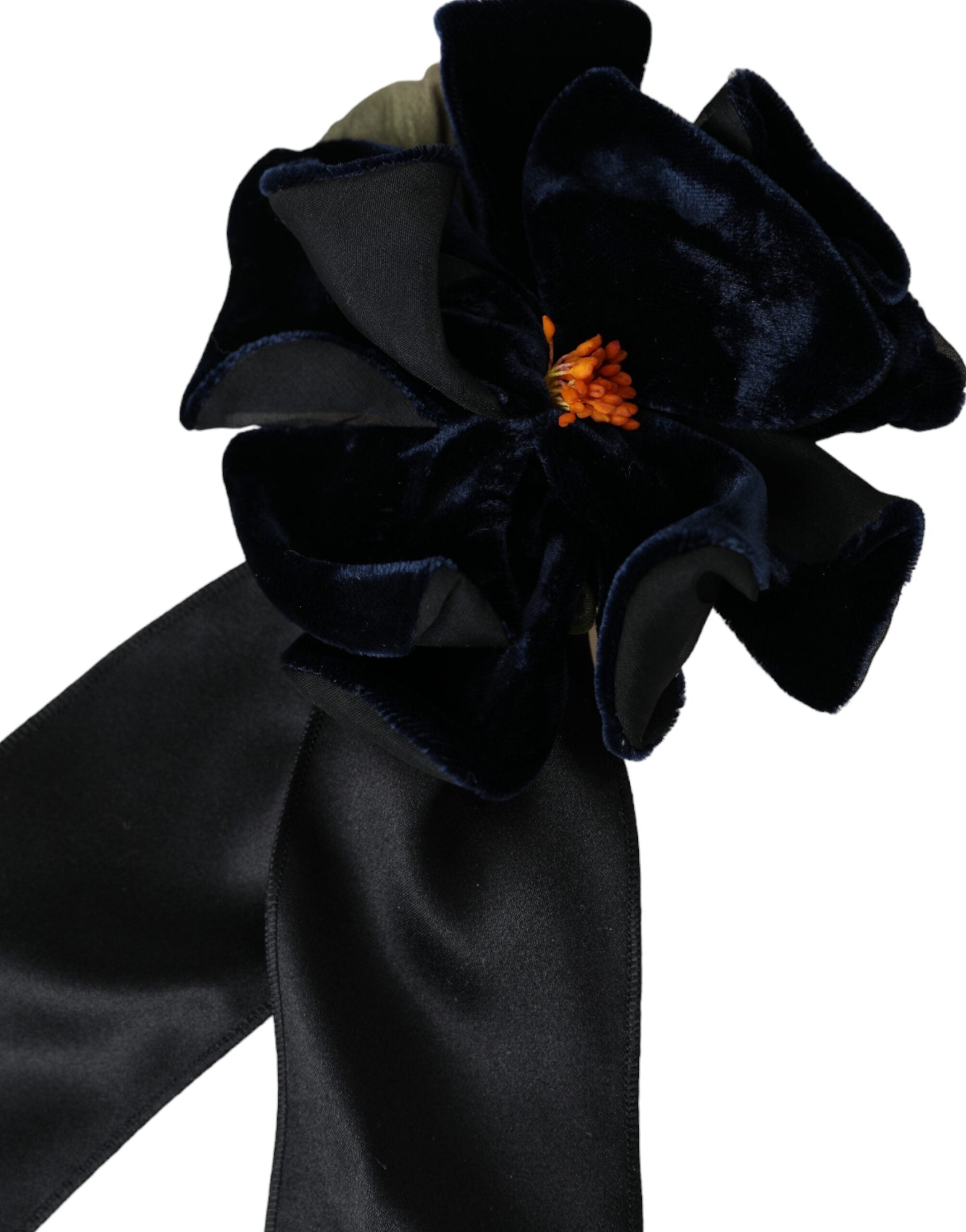 Dolce & Gabbana Black Silk Gold Brass Floral Hair Pin Brooch Dolce & Gabbana