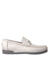 Dolce & Gabbana White Gray Leather Slip Mocassin Shoes Loafer Dolce & Gabbana