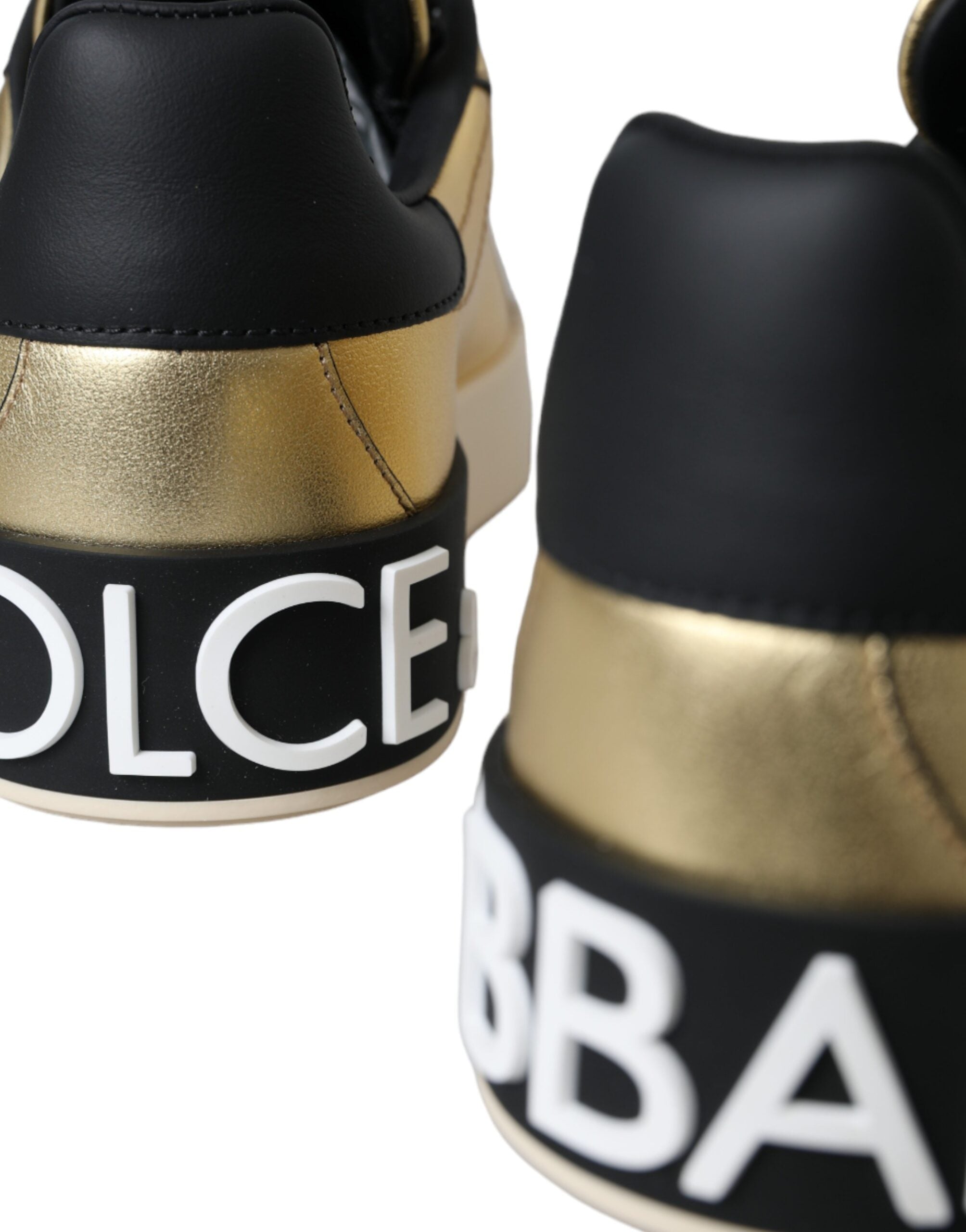 Dolce & Gabbana Gold Portofino Calf Leather Sneakers Women Shoes Dolce & Gabbana
