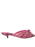 Dolce & Gabbana Pink Exotic Leather Kitten Heels Slides Shoes Dolce & Gabbana