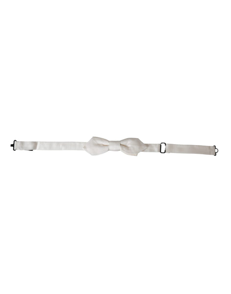 Dolce & Gabbana White Silk Adjustable Neck Men Papillon Bow Tie Dolce & Gabbana
