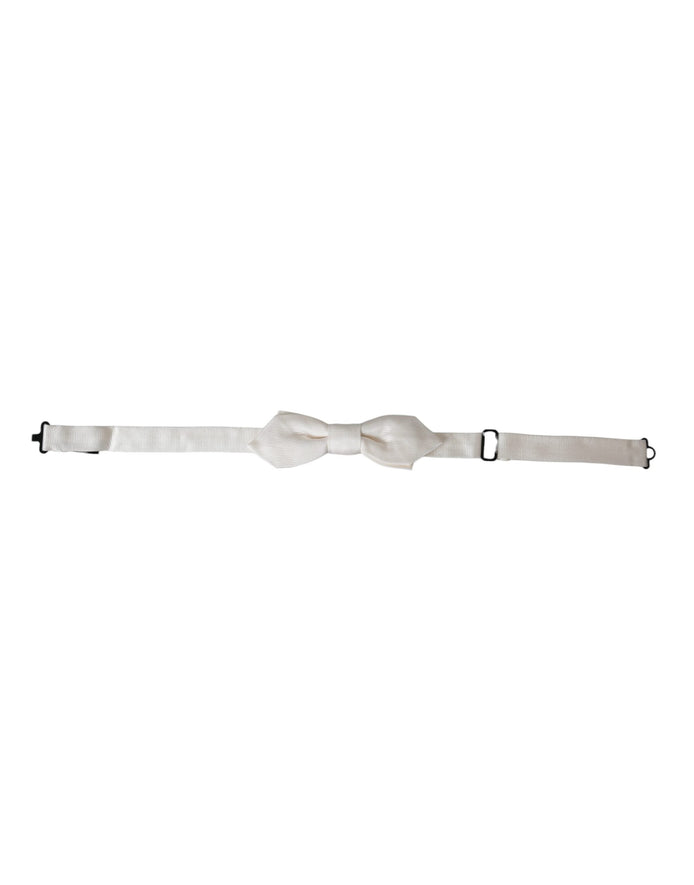 Dolce & Gabbana White Silk Adjustable Neck Men Papillon Bow Tie Dolce & Gabbana