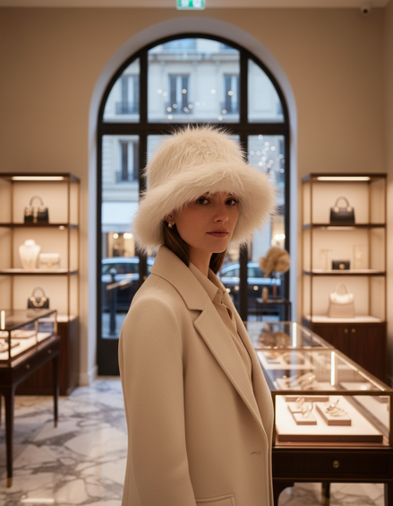 Dolce & Gabbana Off White Acrylic Fur Womens Bucket Hat Dolce & Gabbana