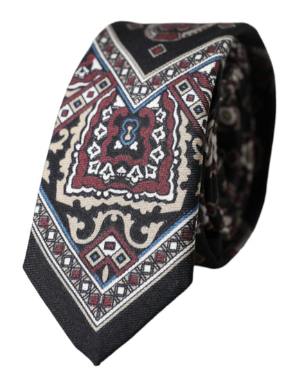 Dolce & Gabbana Black Printed 100% Silk Adjustable Men Tie Dolce & Gabbana