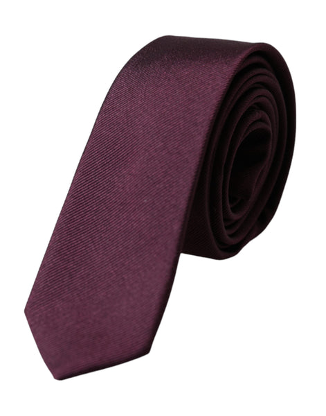 Dolce & Gabbana Bordeaux Solid 100% Silk Adjustable Men Tie Dolce & Gabbana