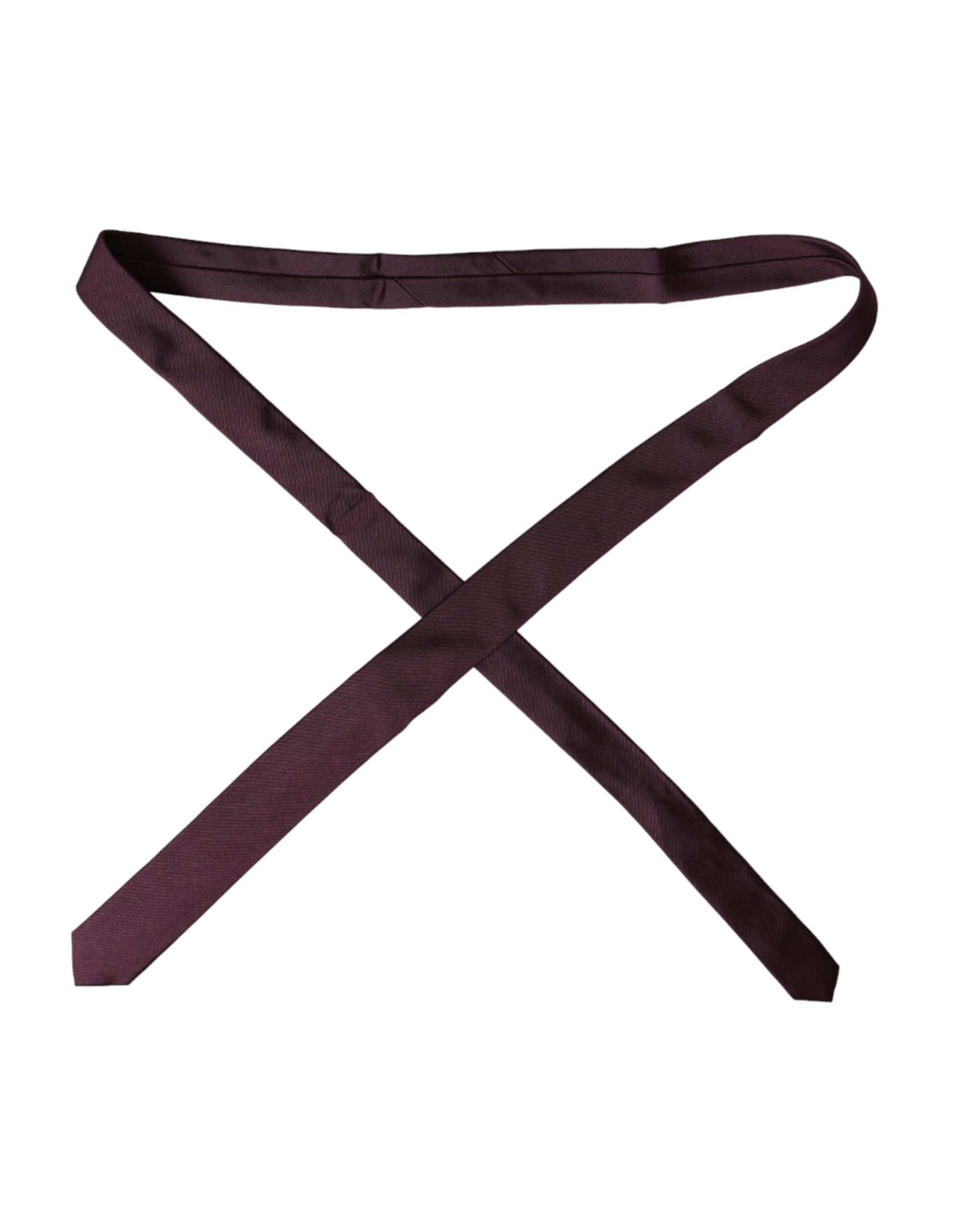 Dolce & Gabbana Bordeaux Solid 100% Silk Adjustable Men Tie Dolce & Gabbana