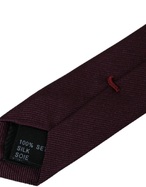 Dolce & Gabbana Bordeaux Solid 100% Silk Adjustable Men Tie Dolce & Gabbana