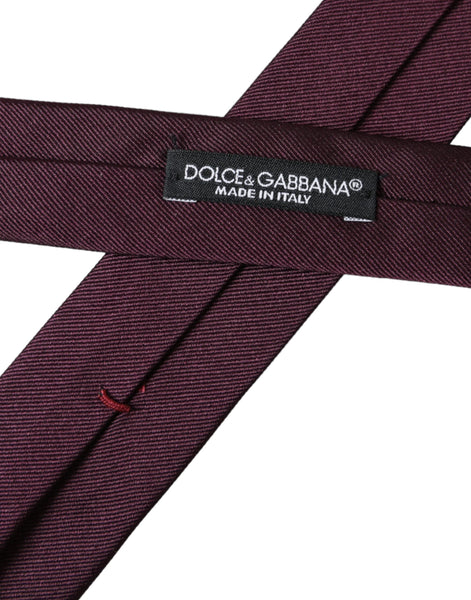 Dolce & Gabbana Bordeaux Solid 100% Silk Adjustable Men Tie Dolce & Gabbana