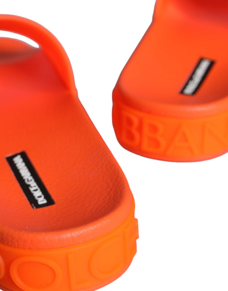 Dolce & Gabbana Orange Rubber Slides Sandals Beachwear Shoes Dolce & Gabbana