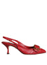 Dolce & Gabbana Red Devotion Leather Heels Slingback Shoes Dolce & Gabbana
