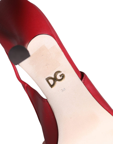 Dolce & Gabbana Red Devotion Leather Heels Slingback Shoes Dolce & Gabbana