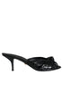 Dolce & Gabbana Black Leather Heels Slides Sandals Shoes Dolce & Gabbana