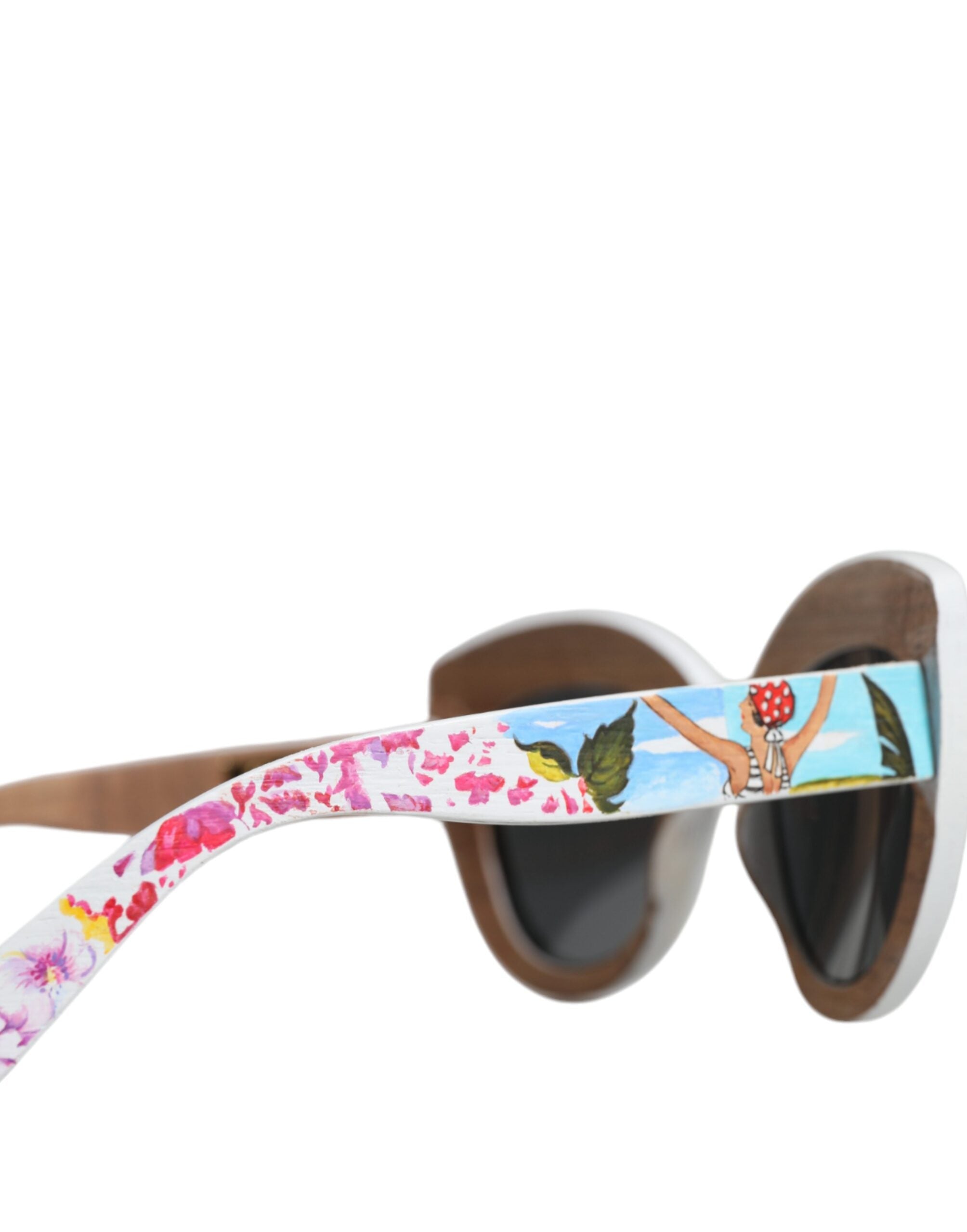 Dolce & Gabbana Multicolor Wood Crystal Brass Frame Floral Hand Paint Sunglasses Dolce & Gabbana