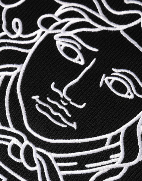 Versace Black Medusa Embroidery Crew Neck Pullover Sweater Versace