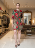 Dolce & Gabbana Brown Leopard Red Roses Cotton A-line Dress Dolce & Gabbana