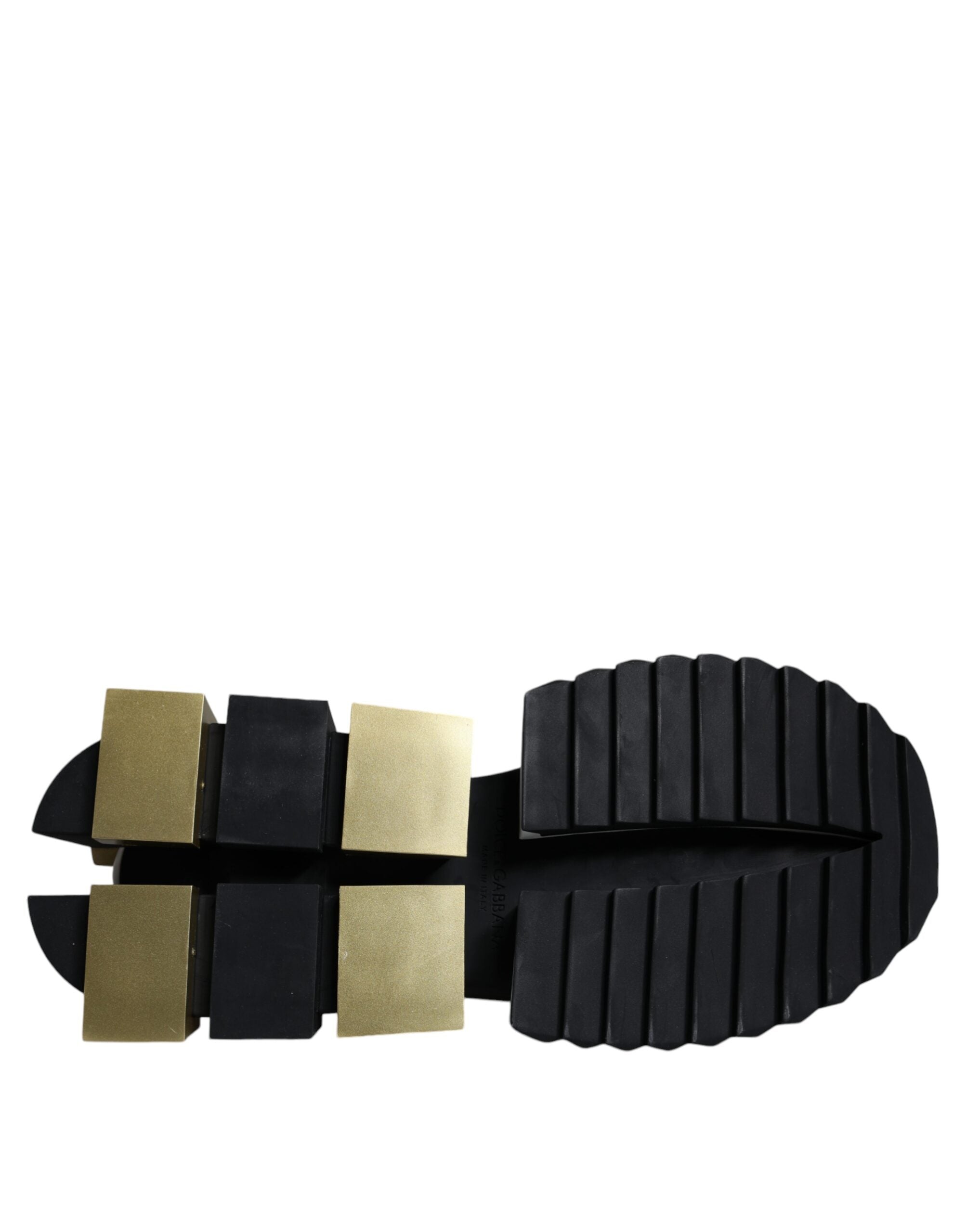 Dolce & Gabbana White Gold Black Leather SUPER KING Sneakers Shoes Dolce & Gabbana