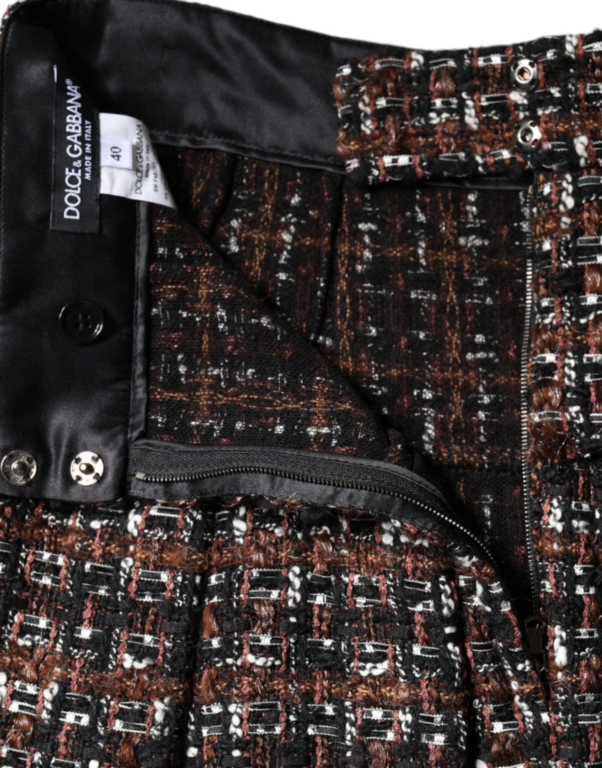 Dolce & Gabbana Multicolor High Waist Tartan Tweed A-line Mini Skirt Dolce & Gabbana