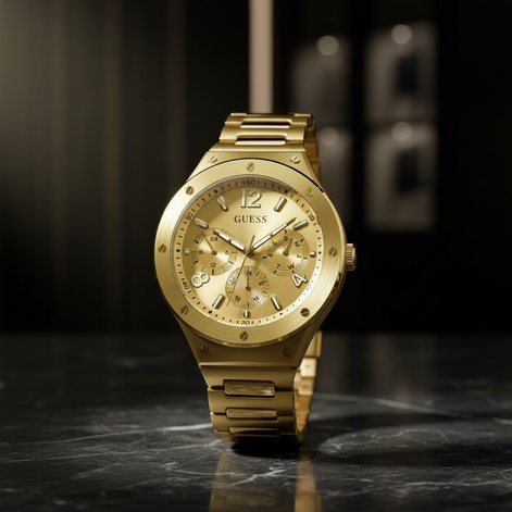 Guess Gold Stainless Steel Dress Watch Guess