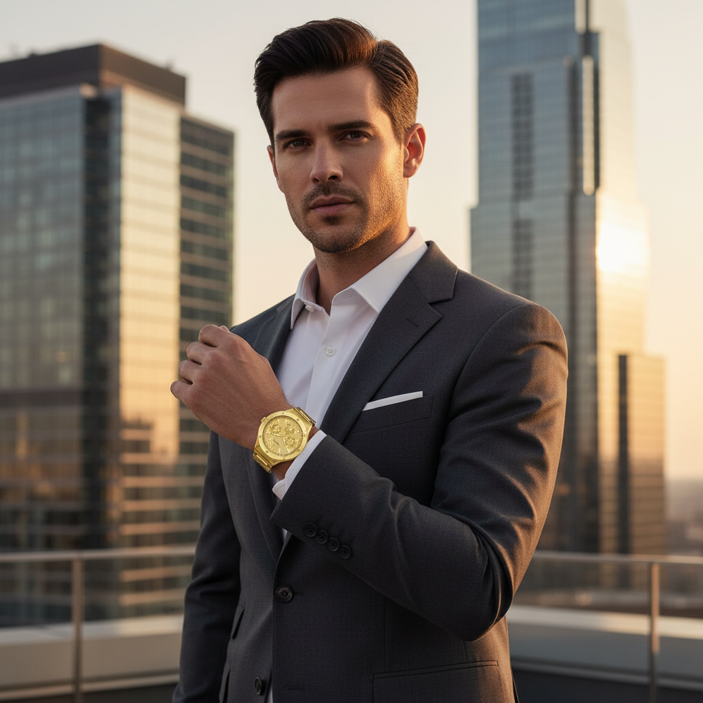 Guess Gold Stainless Steel Dress Watch Guess