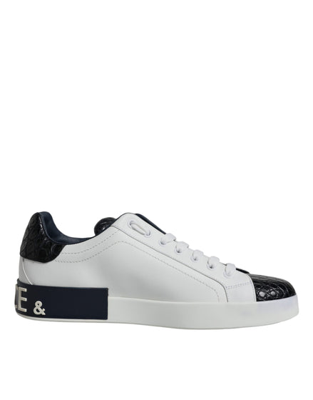 Dolce & Gabbana White Leather Logo Portofino Sneaker Shoes Dolce & Gabbana