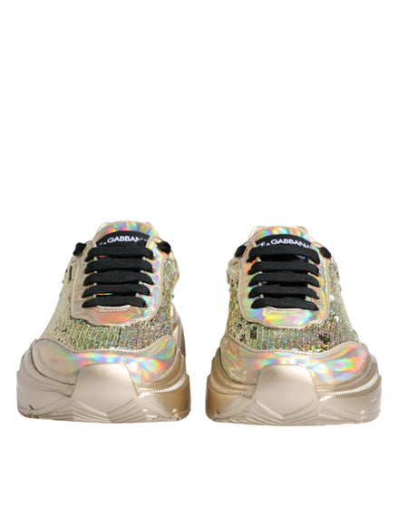 Dolce & Gabbana Gold Sequin Iridiscent Daymaster Sneakers Shoes Dolce & Gabbana