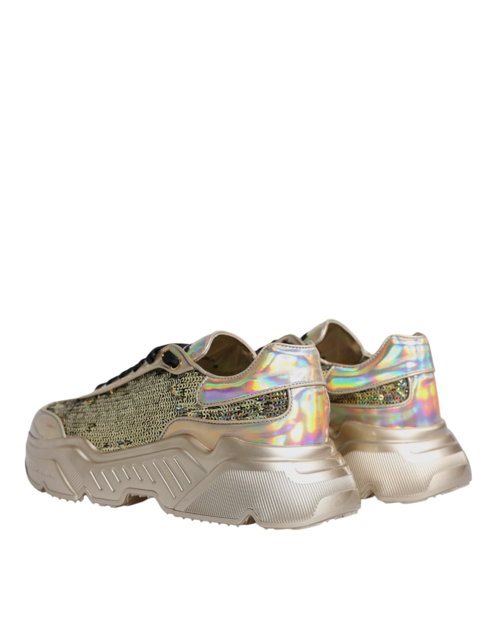 Dolce & Gabbana Gold Sequin Iridiscent Daymaster Sneakers Shoes Dolce & Gabbana