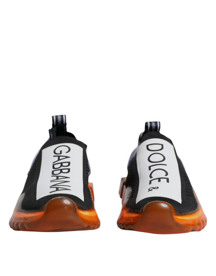Dolce & Gabbana Black Orange Sorrento Slip On Sneakers Shoes Dolce & Gabbana