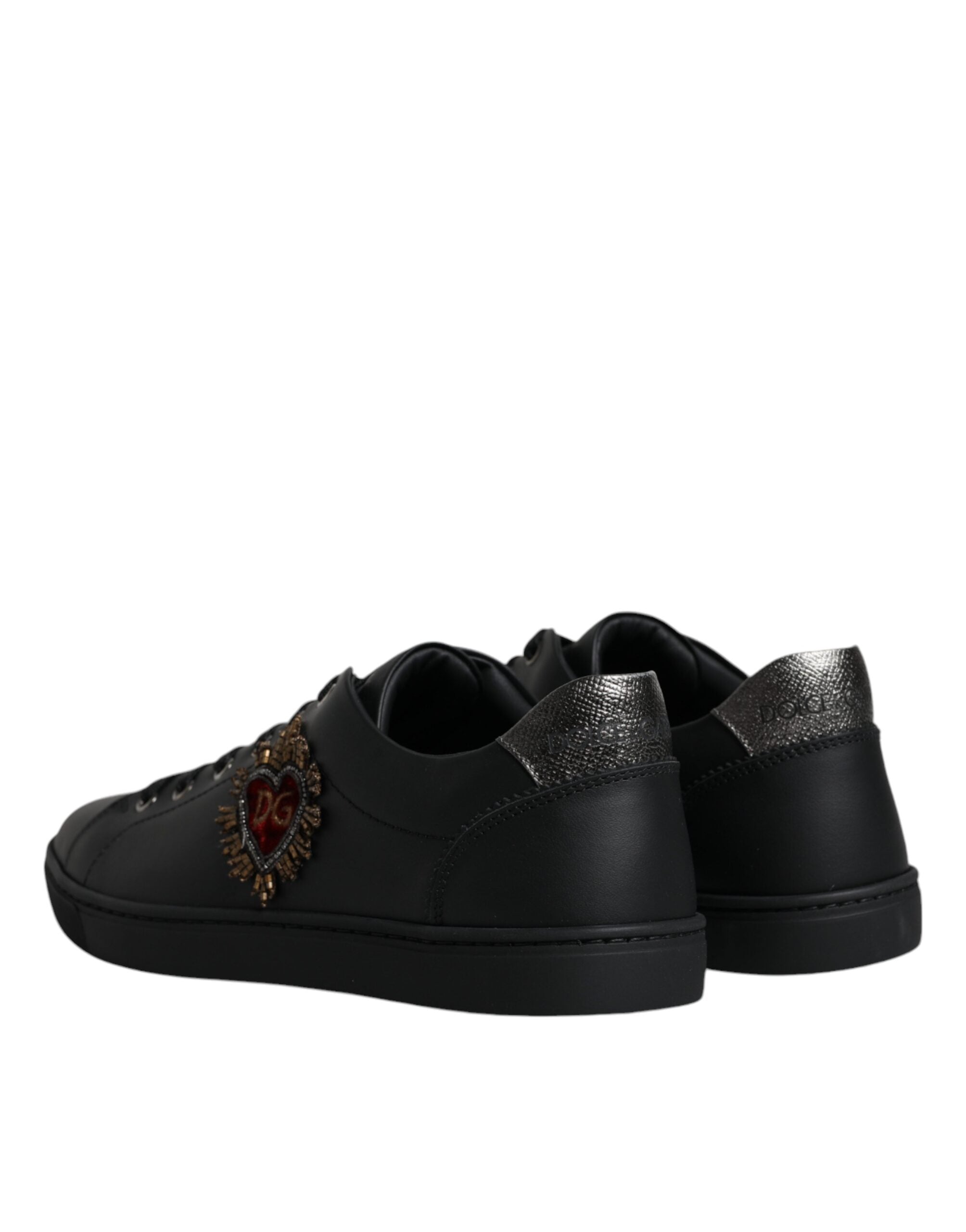 Dolce & Gabbana Black London Sacred Heart Men Sneakers Shoes Dolce & Gabbana
