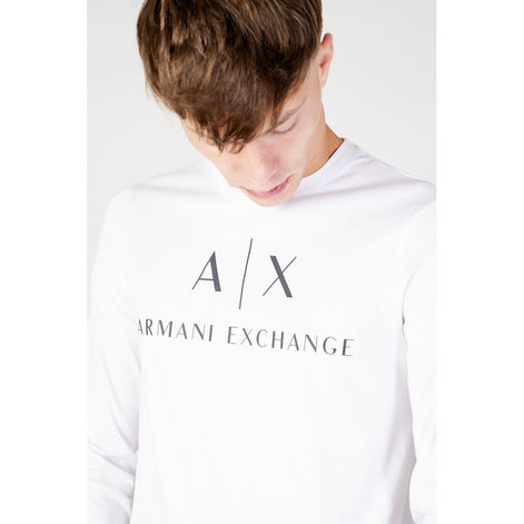 Armani Exchange White Cotton Long Sleeve T-Shirt Armani Exchange