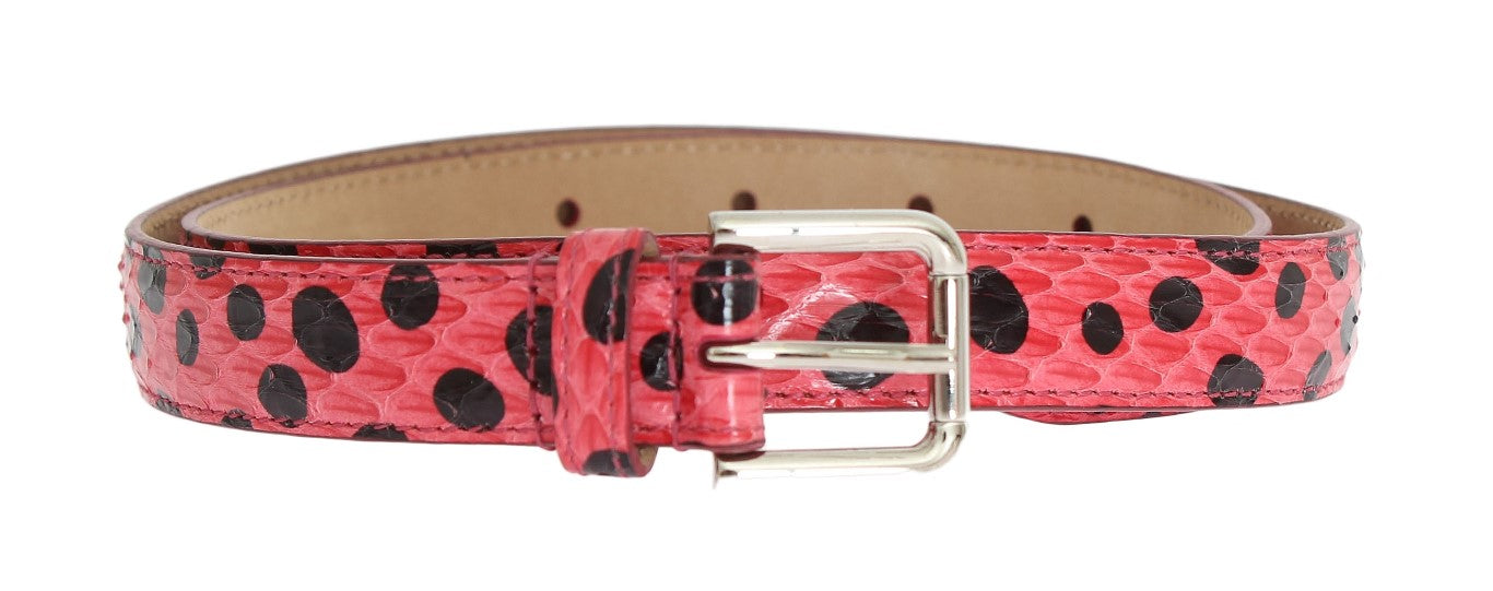Dolce & Gabbana Pink Polka Snakeskin Silver Buckle Belt Dolce & Gabbana
