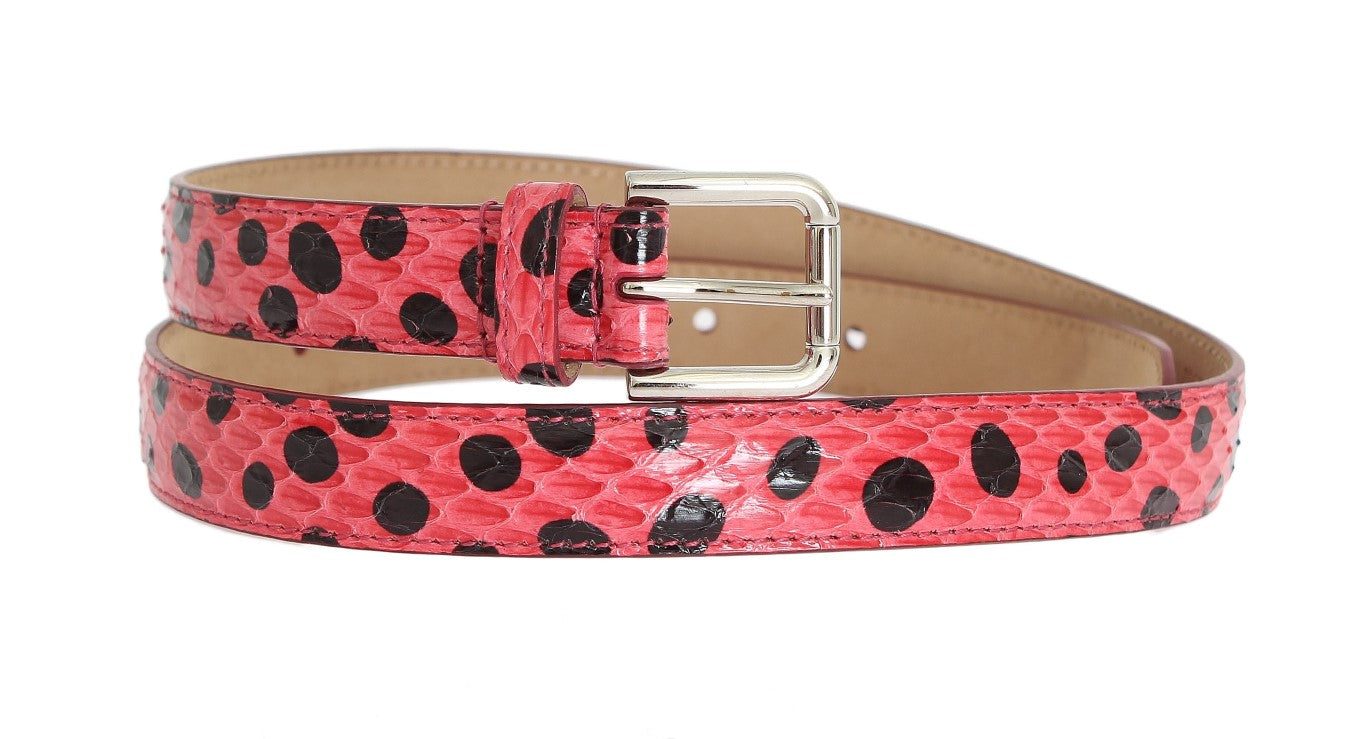 Dolce & Gabbana Pink Polka Snakeskin Silver Buckle Belt Dolce & Gabbana