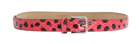 Dolce & Gabbana Pink Polka Snakeskin Silver Buckle Belt Dolce & Gabbana