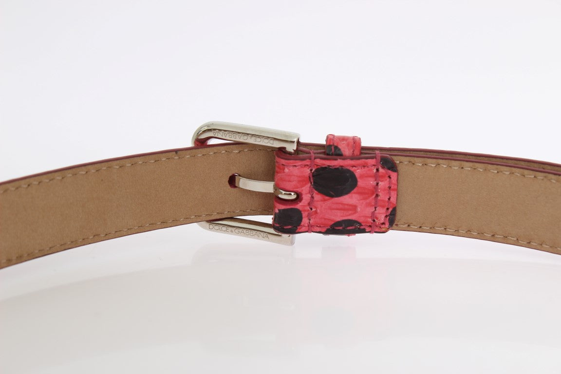 Dolce & Gabbana Pink Polka Snakeskin Silver Buckle Belt Dolce & Gabbana
