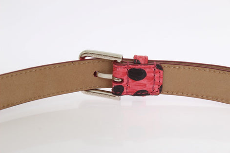 Dolce & Gabbana Pink Polka Snakeskin Silver Buckle Belt Dolce & Gabbana