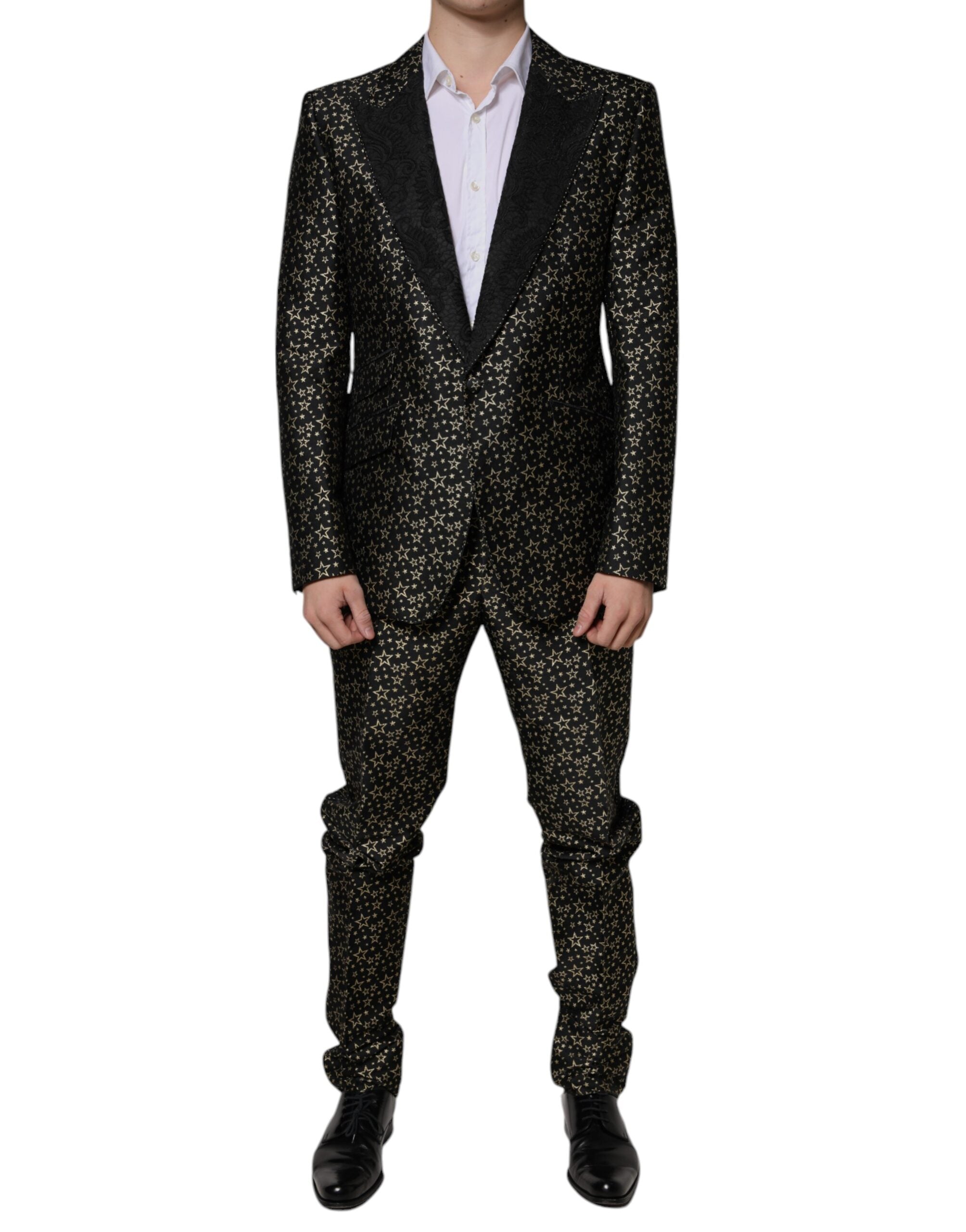 Dolce & Gabbana Black Stars Jacquard SICILIA 2 Piece Suit Dolce & Gabbana