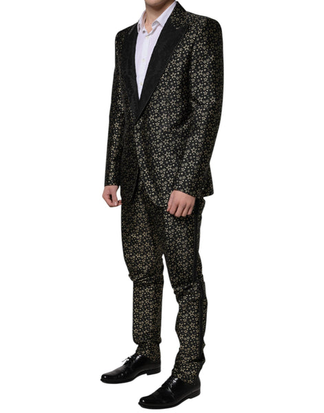 Dolce & Gabbana Black Stars Jacquard SICILIA 2 Piece Suit Dolce & Gabbana