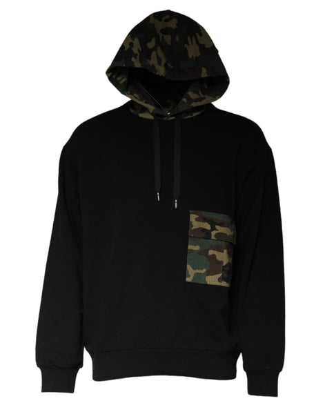 Dolce & Gabbana Black Camouflage Hooded Sweatshirt Sweater Dolce & Gabbana