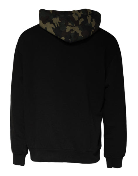 Dolce & Gabbana Black Camouflage Hooded Sweatshirt Sweater Dolce & Gabbana