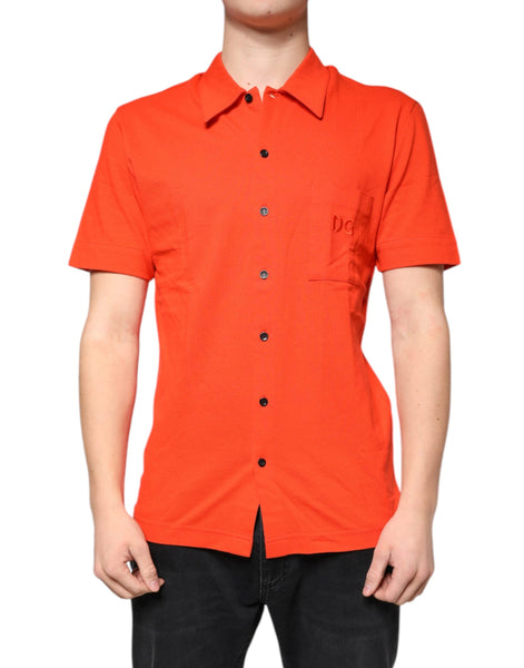 Dolce & Gabbana Orange Cotton Button Down Casual Polo Shirt Dolce & Gabbana