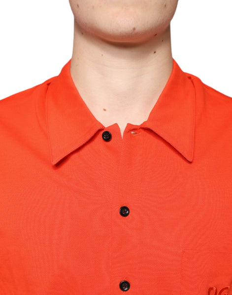 Dolce & Gabbana Orange Cotton Button Down Casual Polo Shirt Dolce & Gabbana