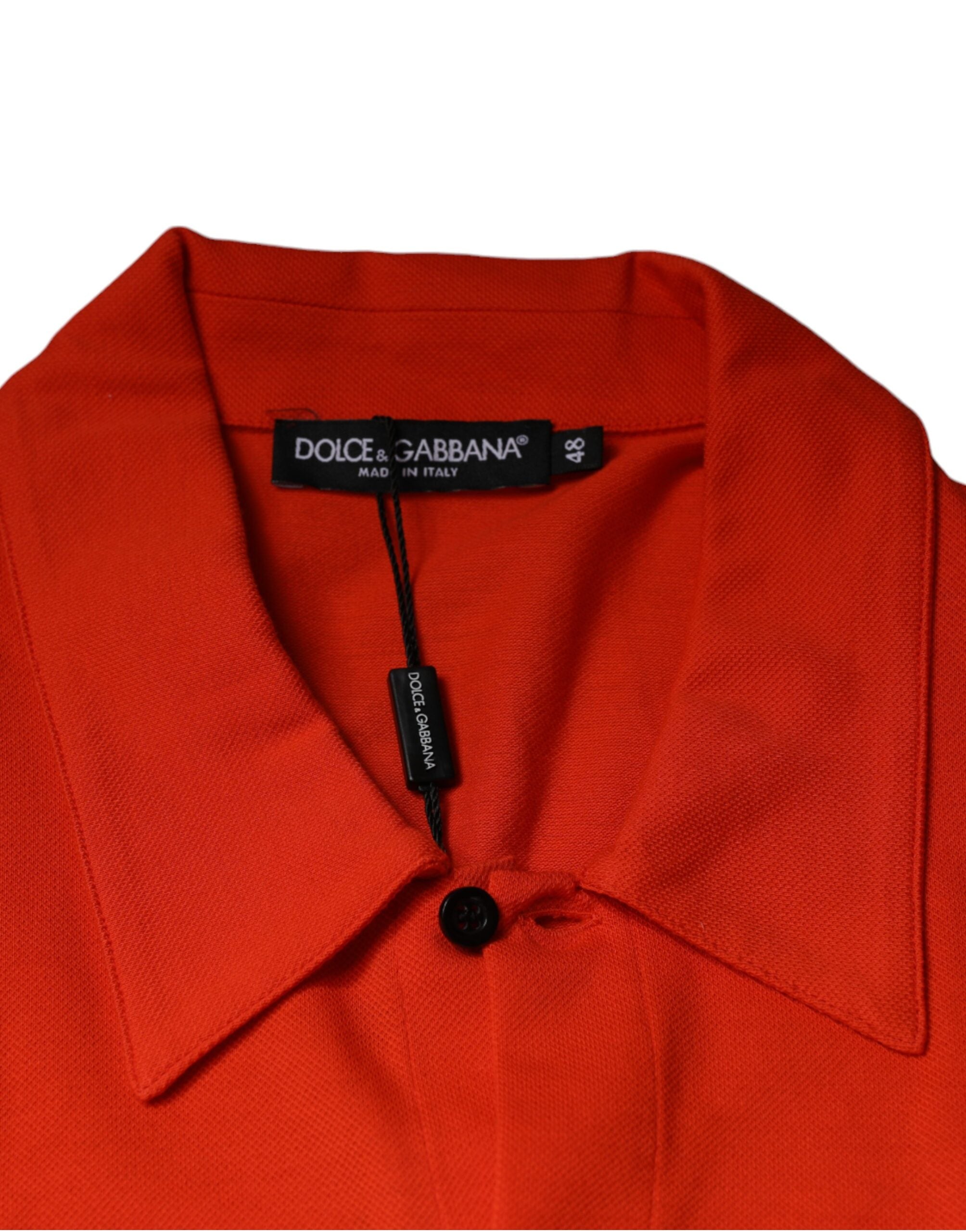 Dolce & Gabbana Orange Cotton Button Down Casual Polo Shirt Dolce & Gabbana