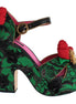 Dolce & Gabbana Green Brocade Snakeskin Roses Crystal Shoes Dolce & Gabbana