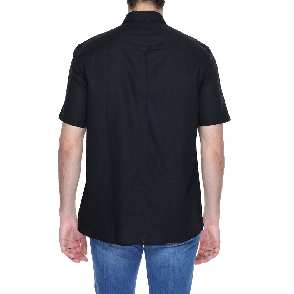 Antony Morato Black Linen Shortsleeve Shirt Antony Morato